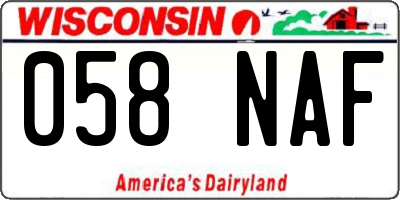 WI license plate 058NAF