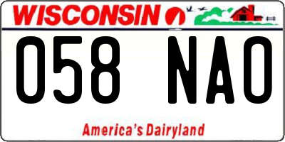 WI license plate 058NAO