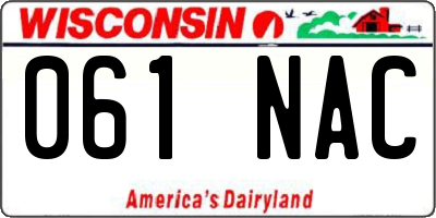 WI license plate 061NAC