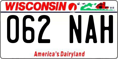 WI license plate 062NAH