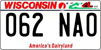 WI license plate 062NAO