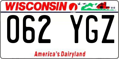 WI license plate 062YGZ