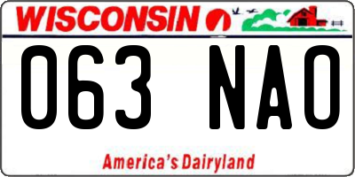 WI license plate 063NAO
