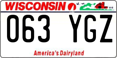 WI license plate 063YGZ