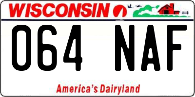WI license plate 064NAF