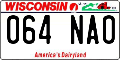 WI license plate 064NAO
