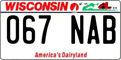 WI license plate 067NAB
