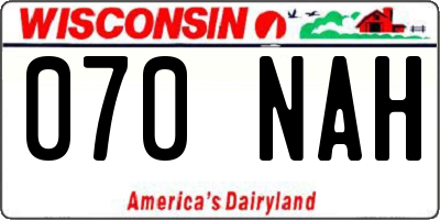 WI license plate 070NAH