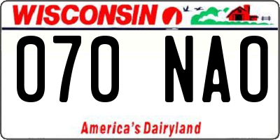 WI license plate 070NAO