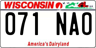 WI license plate 071NAO