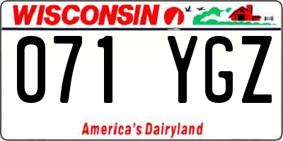 WI license plate 071YGZ