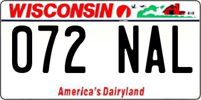 WI license plate 072NAL