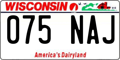 WI license plate 075NAJ