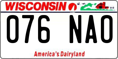 WI license plate 076NAO