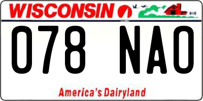 WI license plate 078NAO