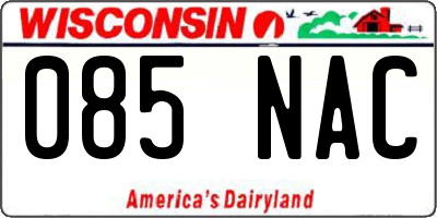 WI license plate 085NAC