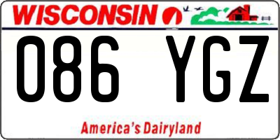 WI license plate 086YGZ