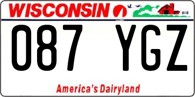 WI license plate 087YGZ