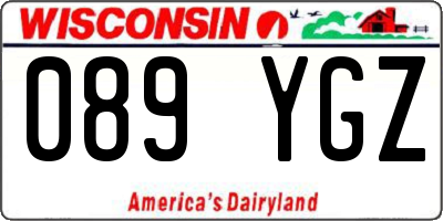 WI license plate 089YGZ