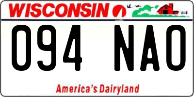 WI license plate 094NAO