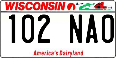 WI license plate 102NAO