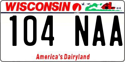 WI license plate 104NAA