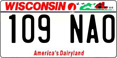 WI license plate 109NAO