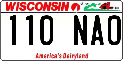 WI license plate 110NAO