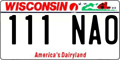 WI license plate 111NAO