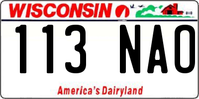 WI license plate 113NAO