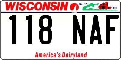 WI license plate 118NAF