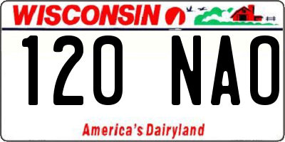 WI license plate 120NAO