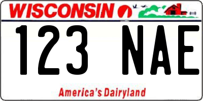 WI license plate 123NAE