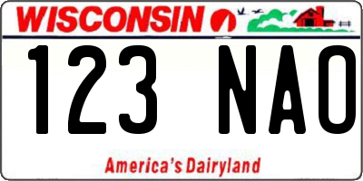 WI license plate 123NAO