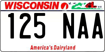 WI license plate 125NAA