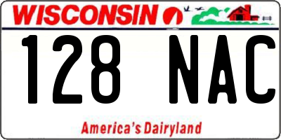 WI license plate 128NAC