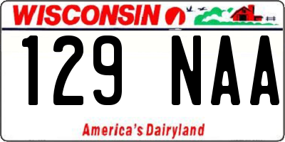 WI license plate 129NAA