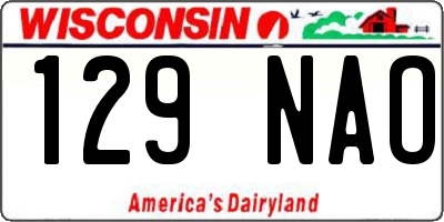 WI license plate 129NAO