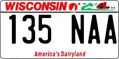 WI license plate 135NAA