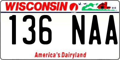 WI license plate 136NAA