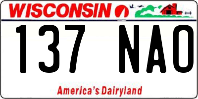 WI license plate 137NAO