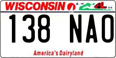 WI license plate 138NAO