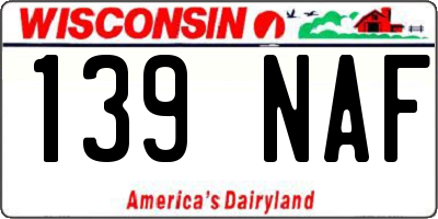 WI license plate 139NAF