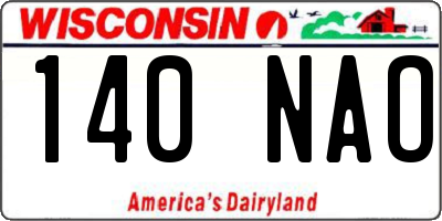 WI license plate 140NAO