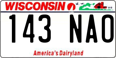 WI license plate 143NAO