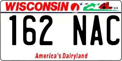 WI license plate 162NAC