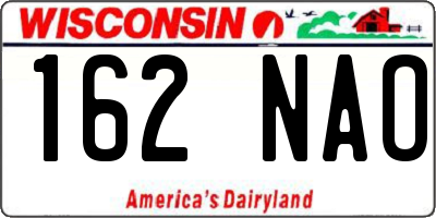 WI license plate 162NAO