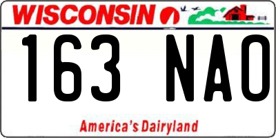 WI license plate 163NAO