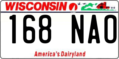 WI license plate 168NAO