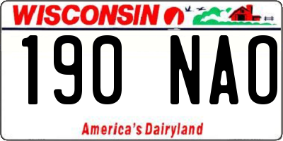 WI license plate 190NAO